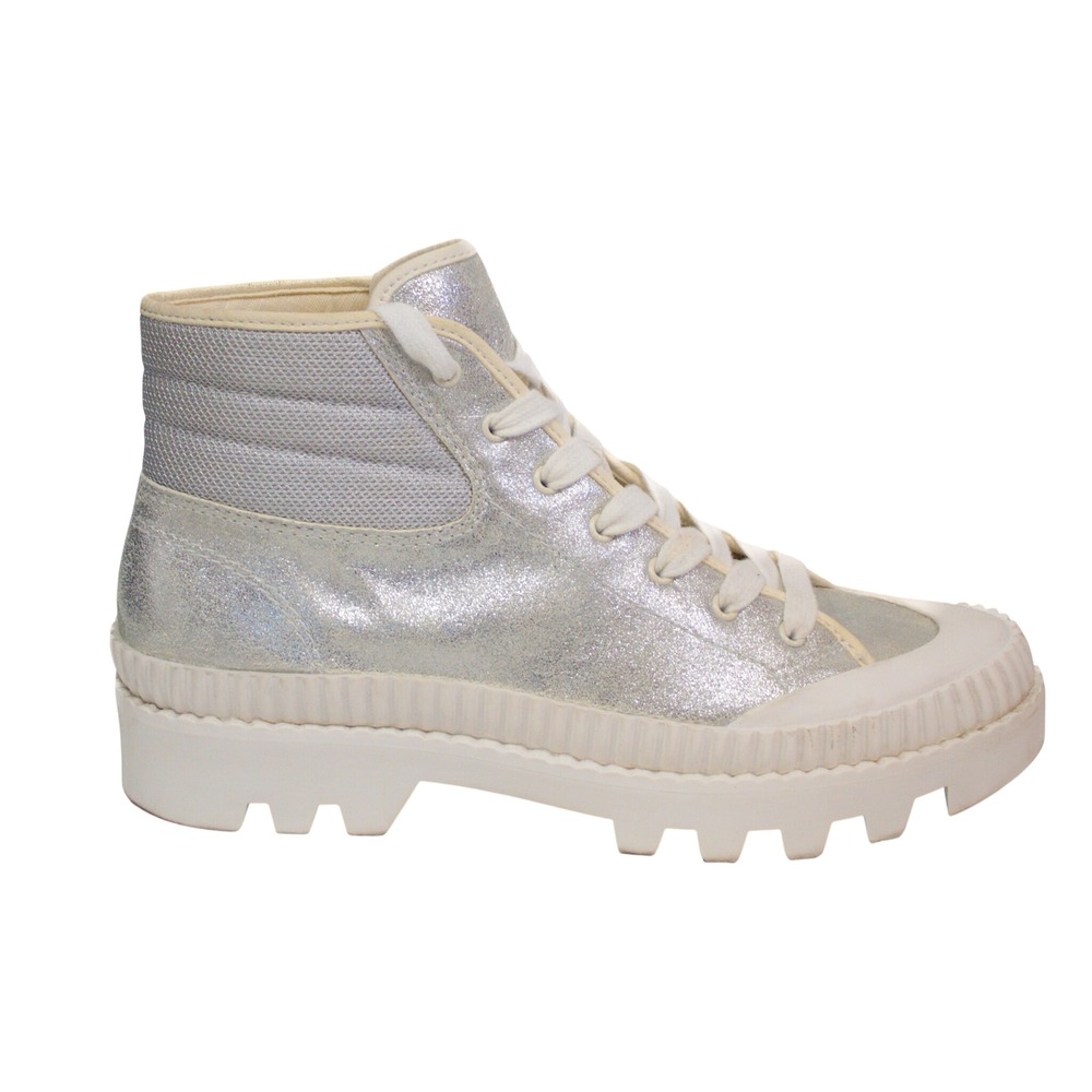 Dolce Vita Ociana Silver Metallic High Top Lug Sole Chunky Sneakers 9.5